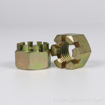 Metric slotted ทองเหลือง hex slotted nut m20